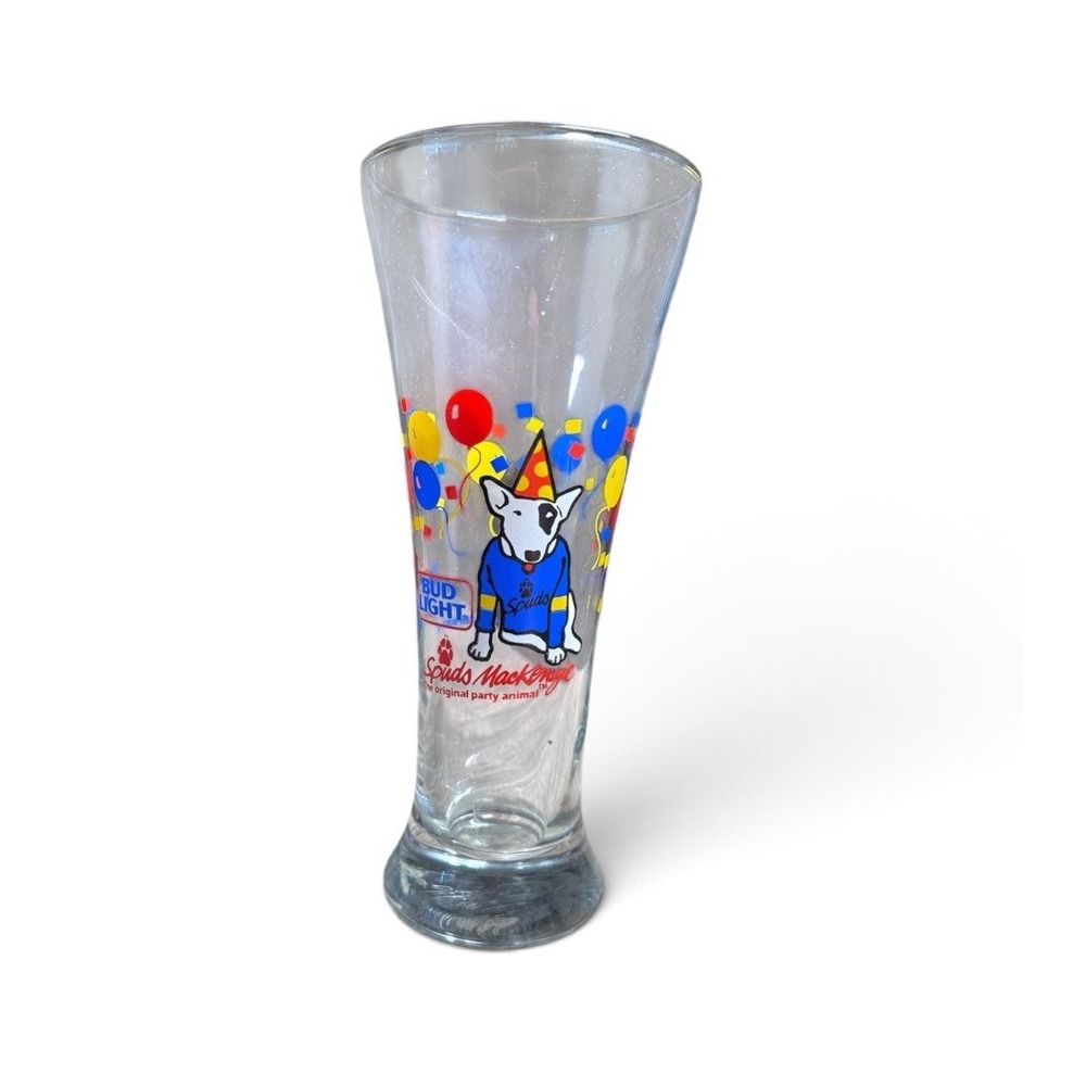 Vintage 1987 Bud Light Spuds MacKenzie Party Animal Pilsner Beer Glass